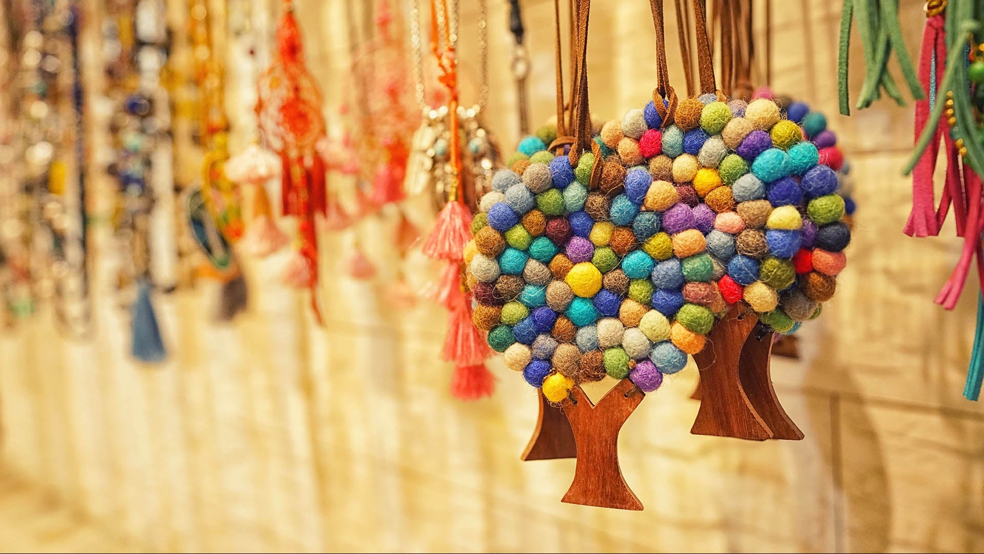 Nepal's colorful tree-shaped traditional handicraft hanging ornaments
