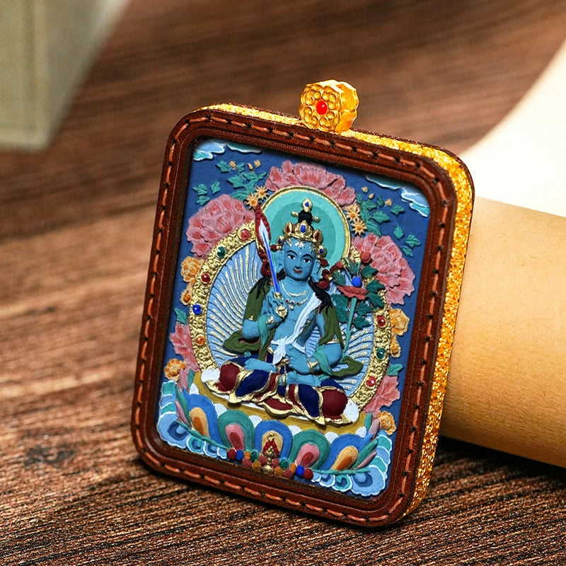Hand-painted Tibetan Thangka Pendants - Leather