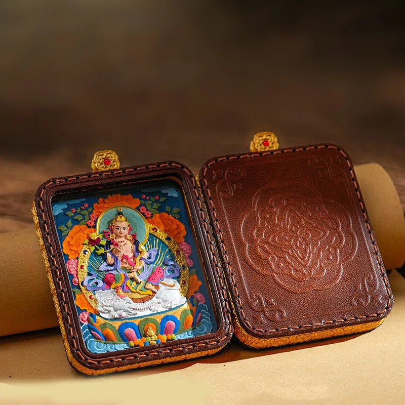 Hand-painted Tibetan Thangka Pendants - Leather