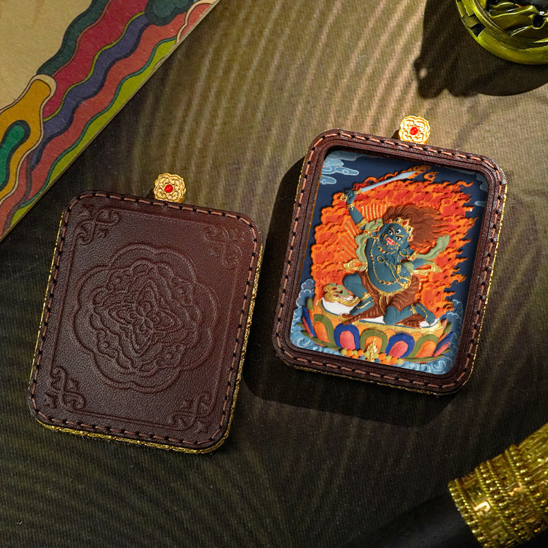 Hand-painted Tibetan Thangka Pendants - Leather