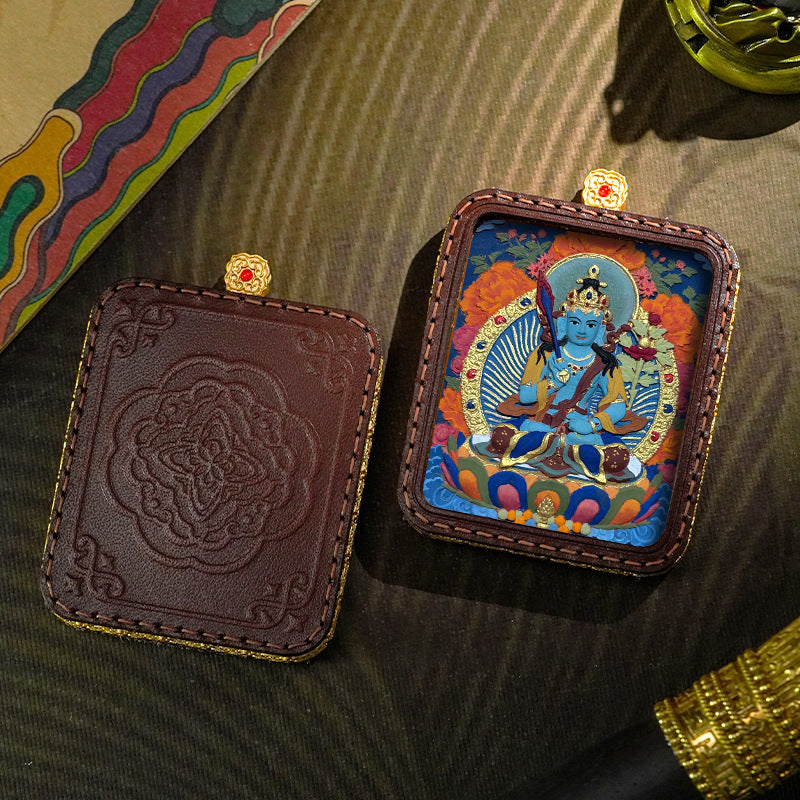 Hand-painted Tibetan Thangka Pendants - Leather