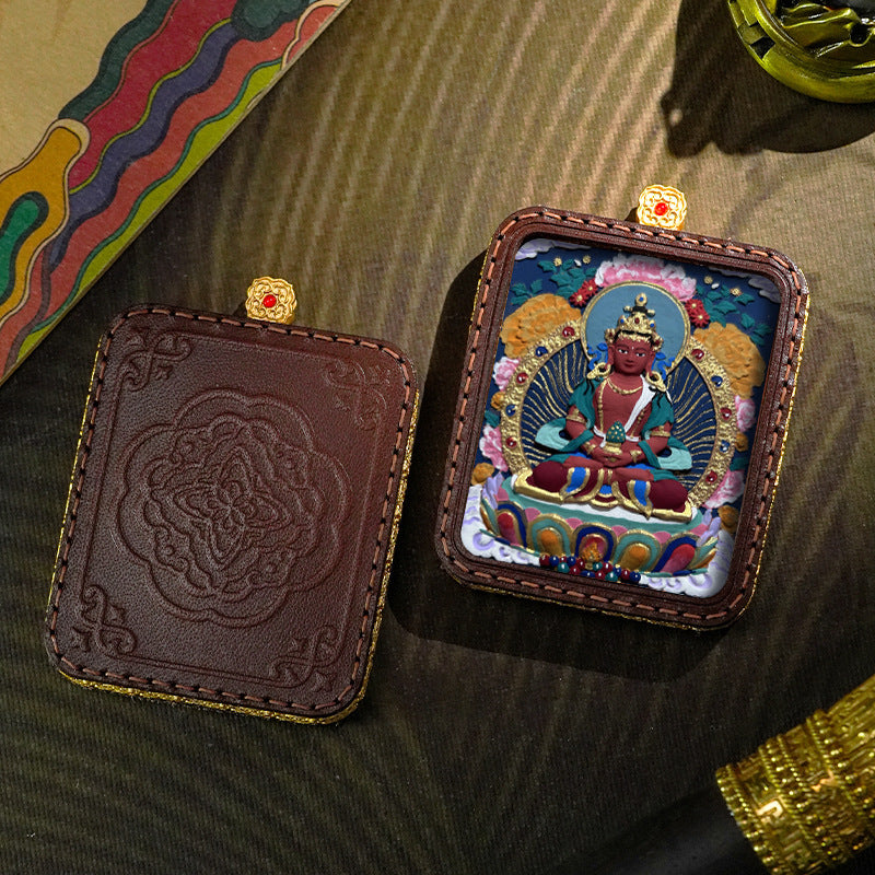Hand-painted Tibetan Thangka Pendants - Leather