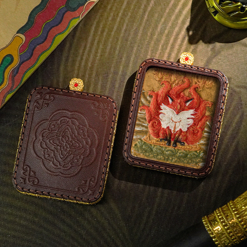Hand-painted Tibetan Thangka Pendants - Leather