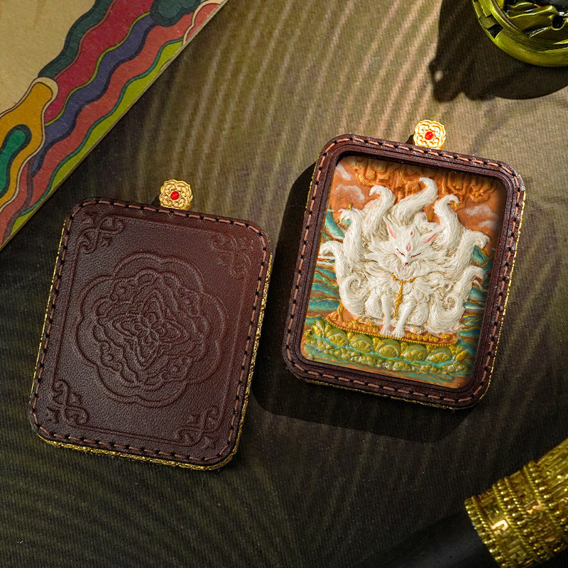 Hand-painted Tibetan Thangka Pendants - Leather