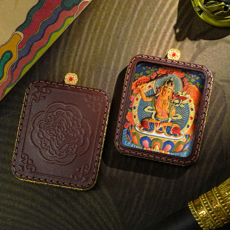 Hand-painted Tibetan Thangka Pendants - Leather