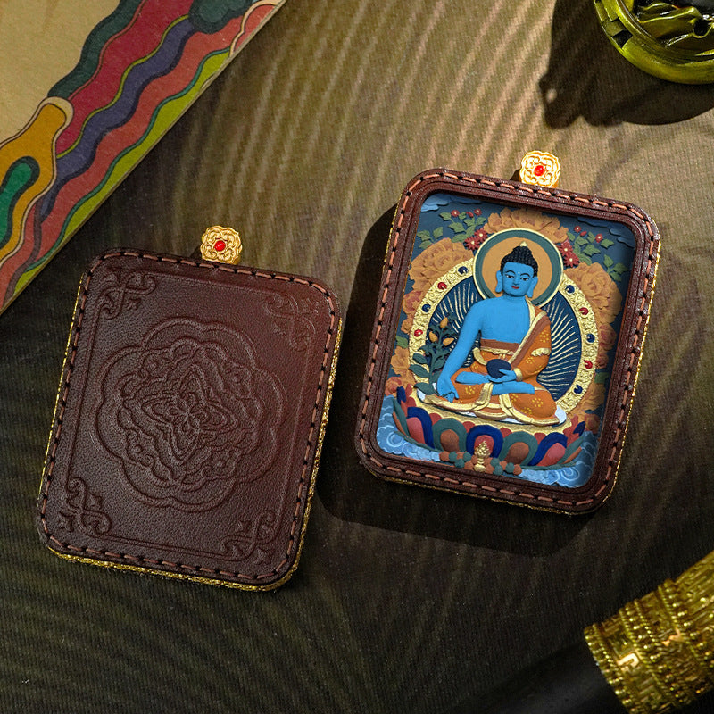 Hand-painted Tibetan Thangka Pendants - Leather
