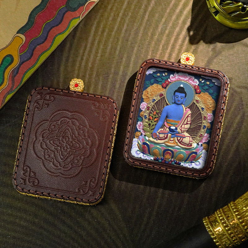 Hand-painted Tibetan Thangka Pendants - Leather