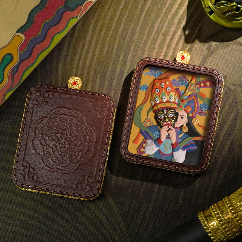 Hand-painted Tibetan Thangka Pendants - Leather