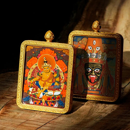 Hand-painted Tibetan Thangka Pendants - Brass Frame