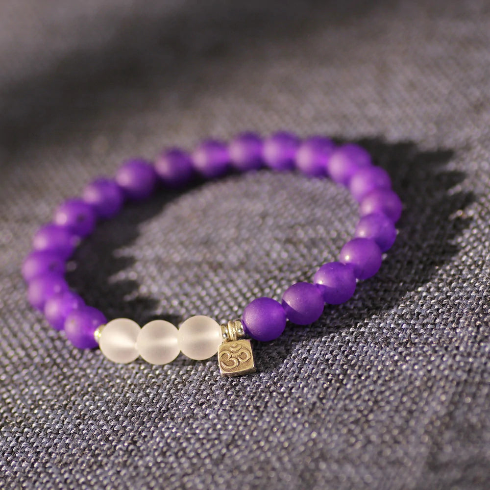 Matte Amethyst With Clear Quartz Bracelet