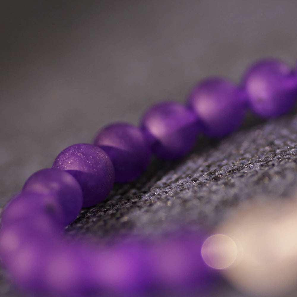Matte Amethyst With Clear Quartz Bracelet