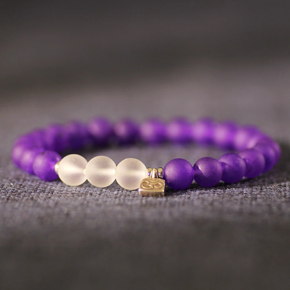 Matte Amethyst With Clear Quartz Bracelet