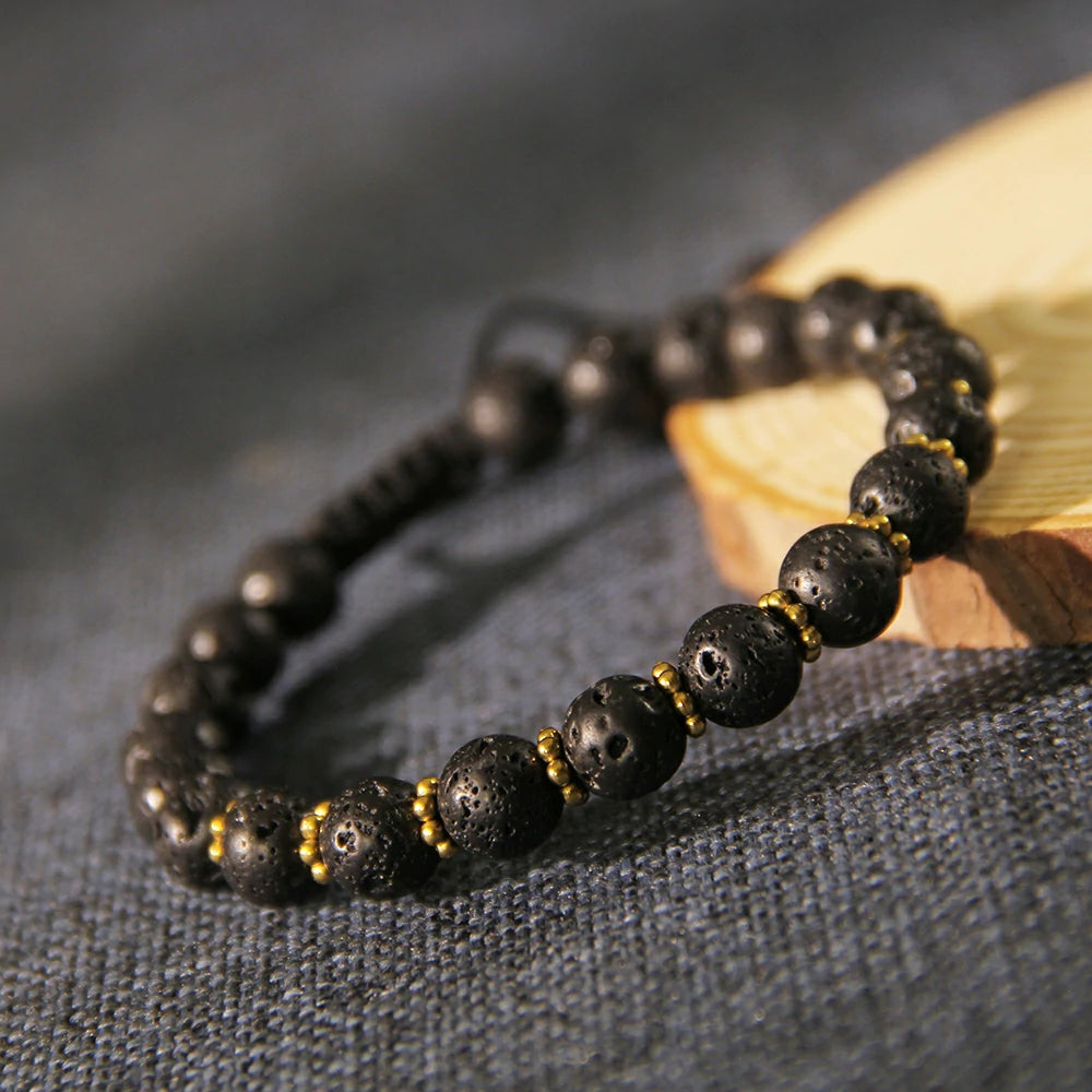 Natural Aura - Fashionable Lava Stone Bracelet