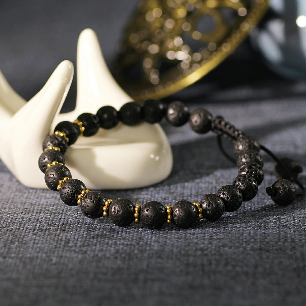 Natural Aura - Fashionable Lava Stone Bracelet