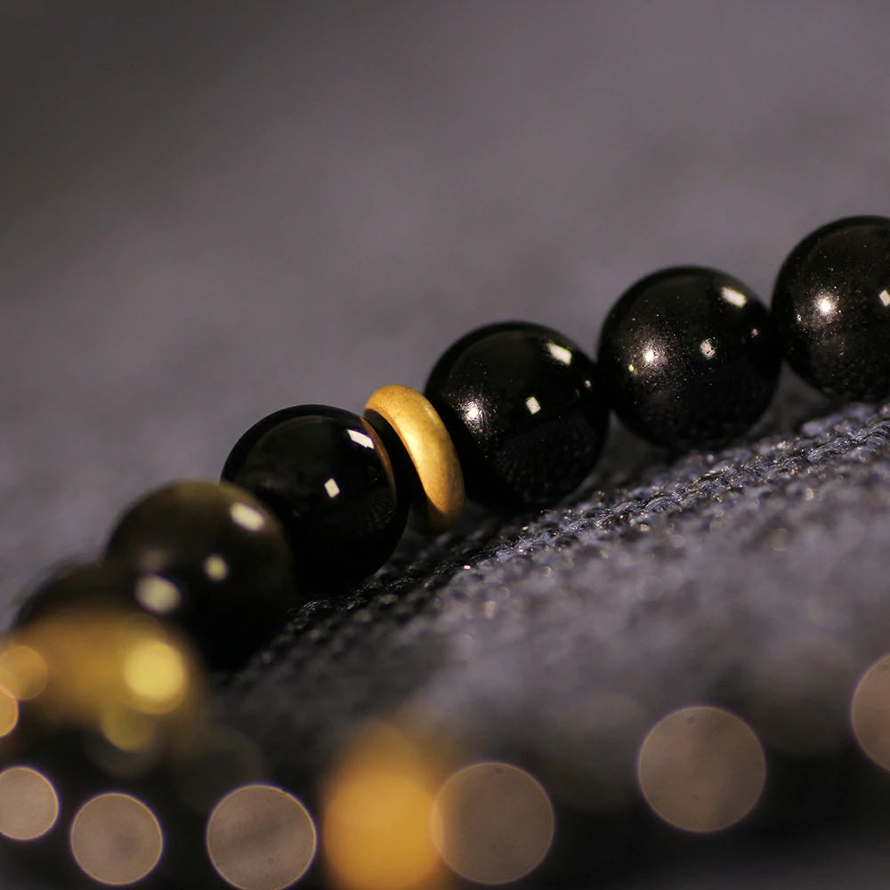 Obsidian With Gold Sheen Obsidian Bracelet