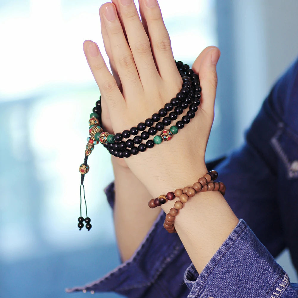 Obsidian With Gold Sheen Obsidian Mala Beads