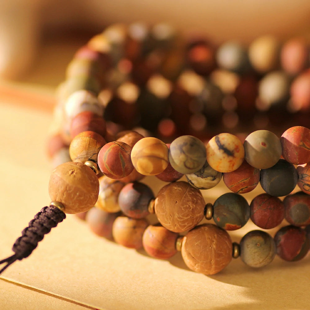 Picasso Jasper Stone Mala Beads