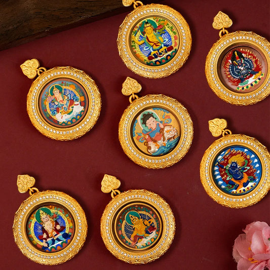 Thangka Paintings Exquisite Lotus Round Pendant