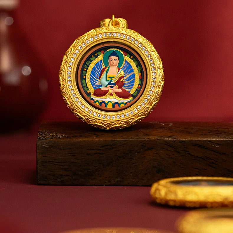 Thangka Paintings Exquisite Lotus Round Pendant