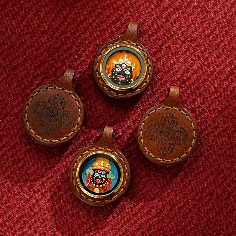 Thangka Paintings Exquisite Round Pendant Leather