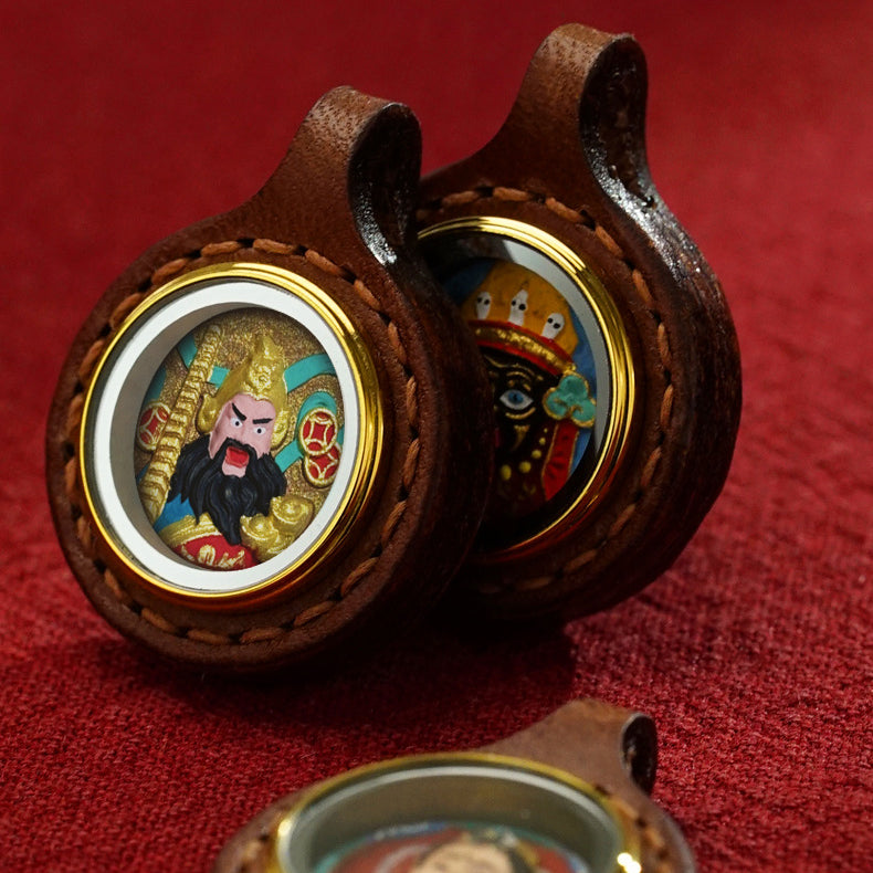 Thangka Paintings Exquisite Round Pendant Leather