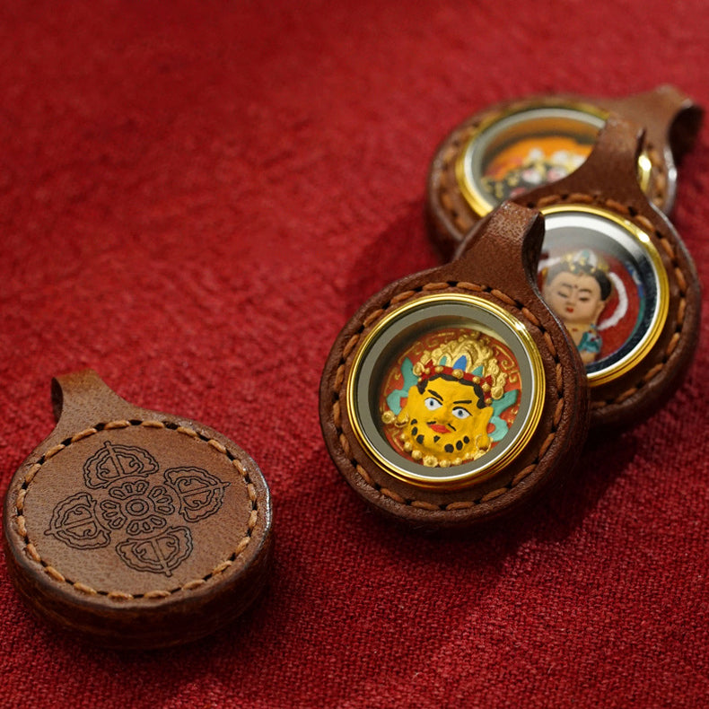 Thangka Paintings Exquisite Round Pendant Leather