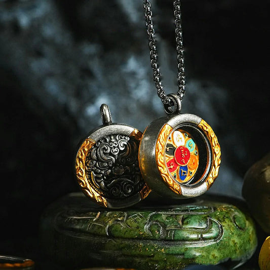 Thangka Paintings Retro Lotus Round Pendant