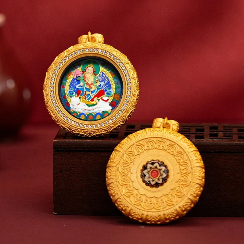 Thangka Paintings Exquisite Lotus Round Pendant