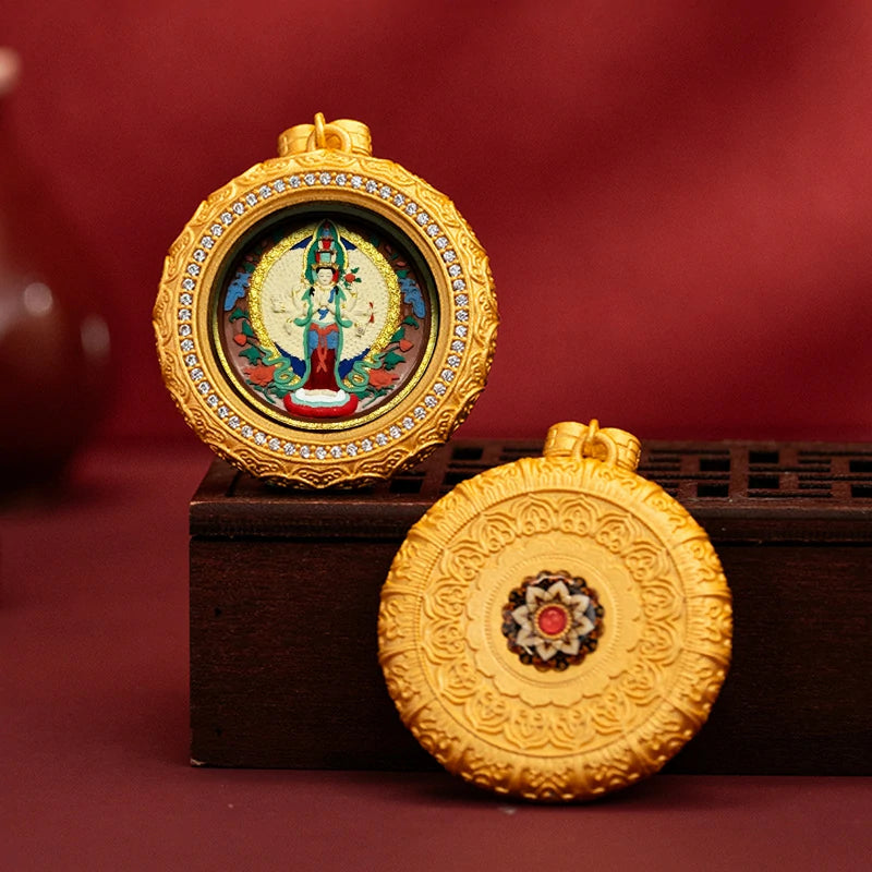 Thangka Paintings Exquisite Lotus Round Pendant