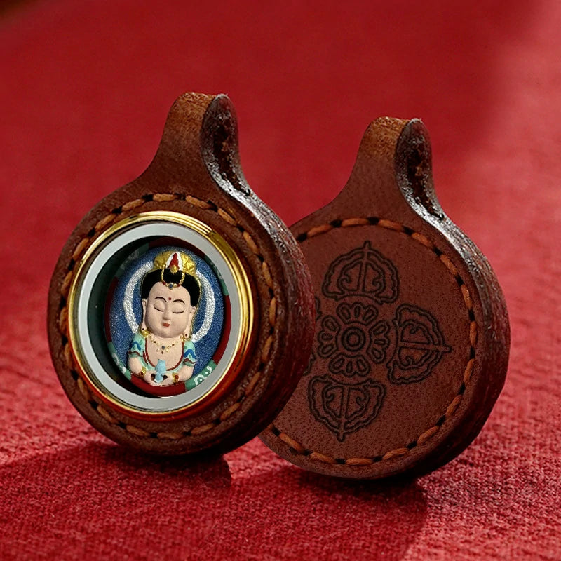 Thangka Paintings Exquisite Round Pendant Leather