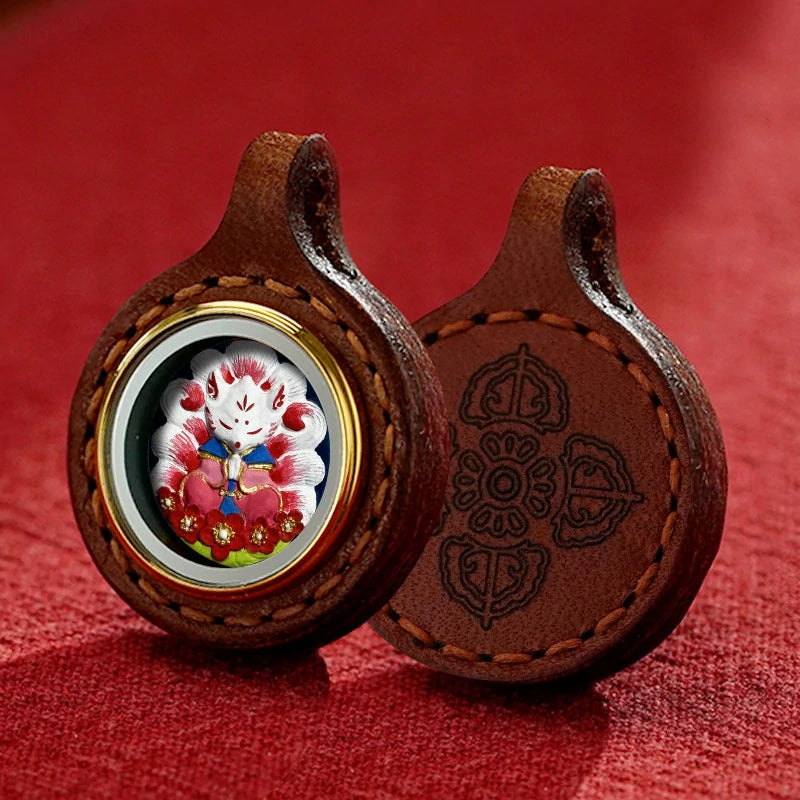 Thangka Paintings Exquisite Round Pendant Leather