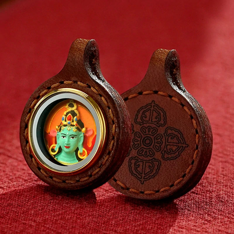 Thangka Paintings Exquisite Round Pendant Leather