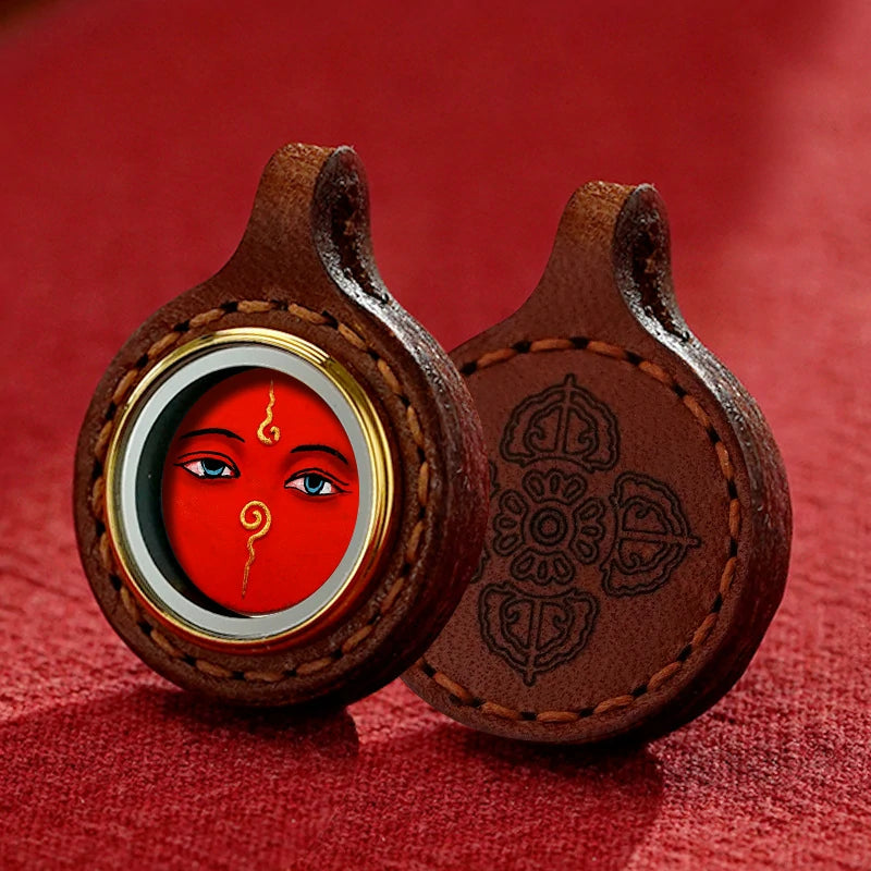 Thangka Paintings Exquisite Round Pendant Leather