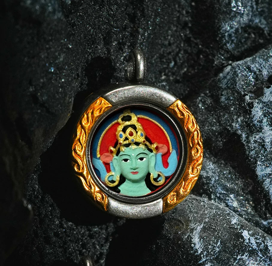 Thangka Paintings Retro Lotus Round Pendant