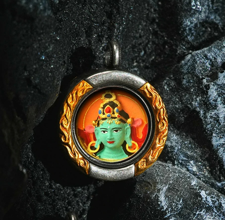 Thangka Paintings Retro Lotus Round Pendant