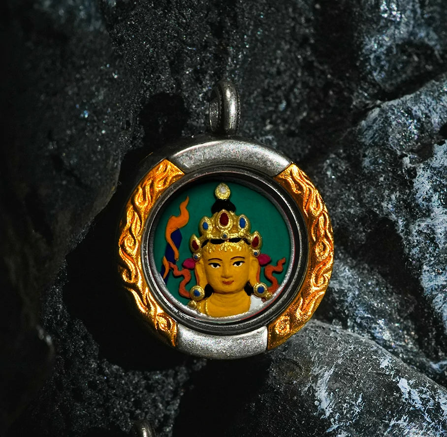 Thangka Paintings Retro Lotus Round Pendant