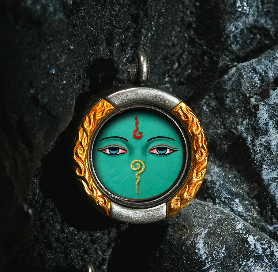Thangka Paintings Retro Lotus Round Pendant