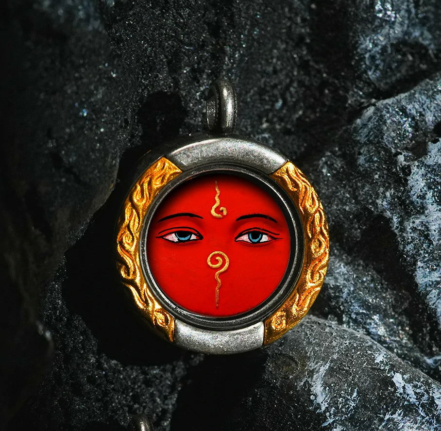 Thangka Paintings Retro Lotus Round Pendant