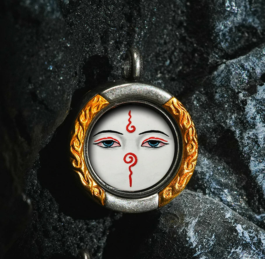 Thangka Paintings Retro Lotus Round Pendant