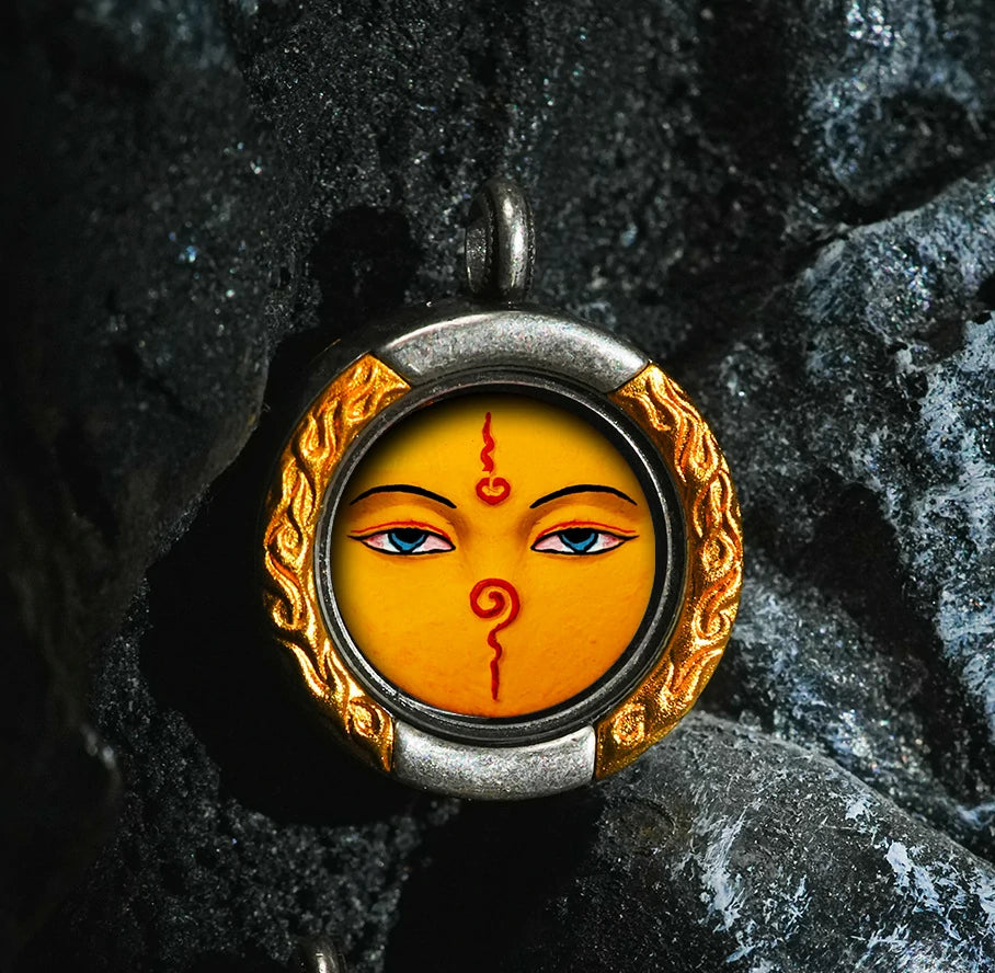 Thangka Paintings Retro Lotus Round Pendant