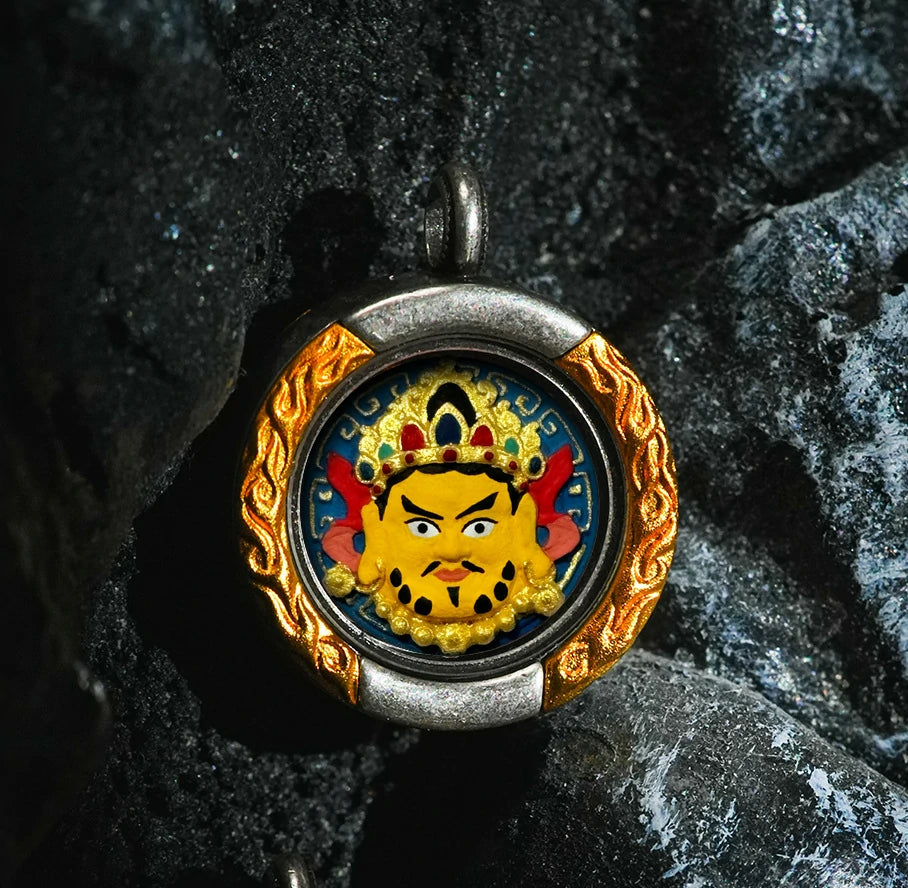 Thangka Paintings Retro Lotus Round Pendant
