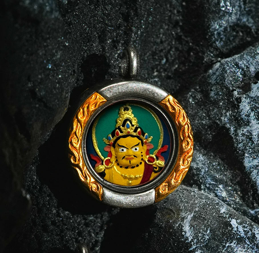 Thangka Paintings Retro Lotus Round Pendant