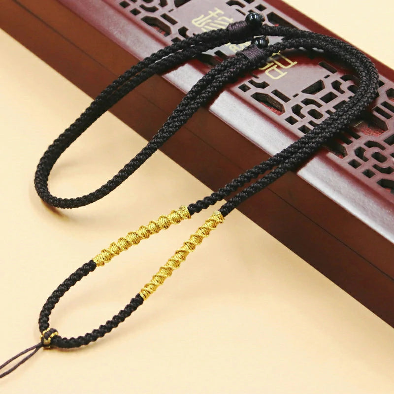 (Unfinished Goods) Tibetan DIY Hand-woven Necklace Rope Thread Golden Knot