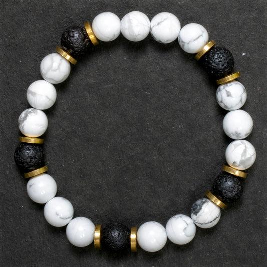 Howlite And Lava Stone Bracelet