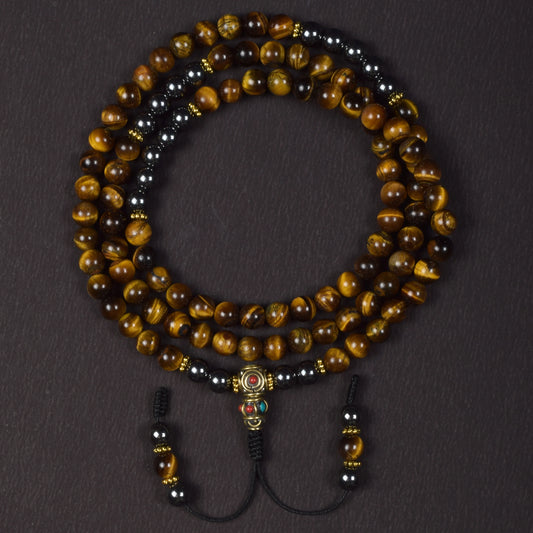 Tiger Eye & Hematite Mala – Strength & Balance