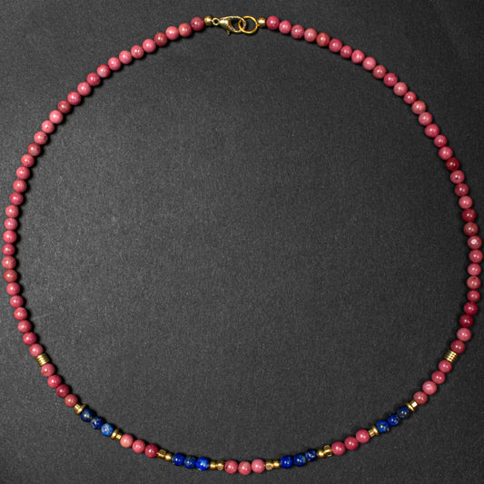 Rhodonite With Lapis Short Mala