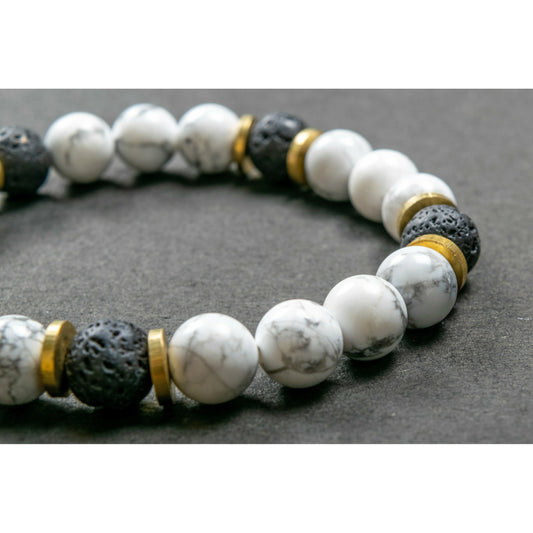 Howlite And Lava Stone Bracelet