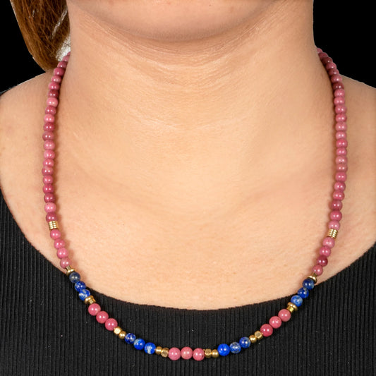 Rhodonite With Lapis Short Mala
