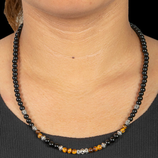 Red Jasper With Onyx Short Mala