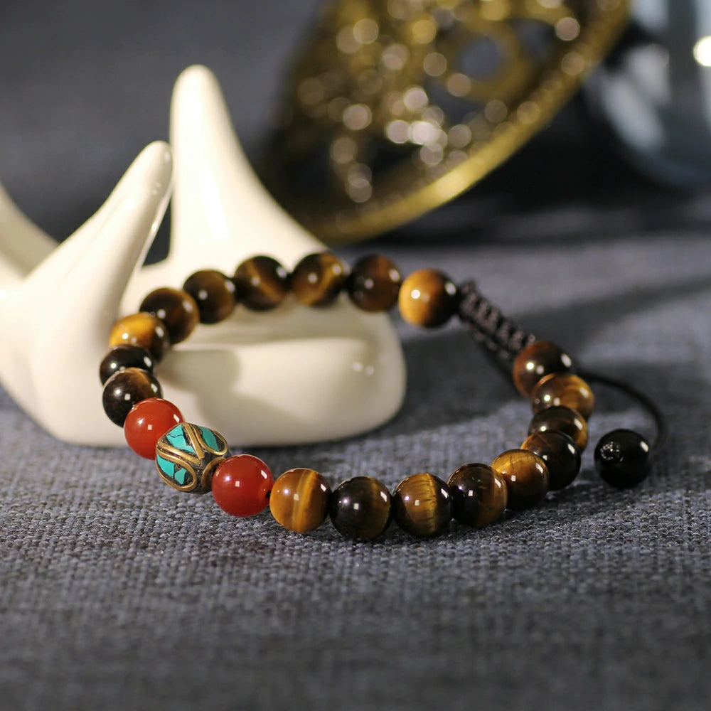 Aura of Nature - Yellow Tiger Eye & Nanhong Red Agate Tibetan Bracelet